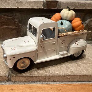 White Metal Harvest Fall Pumpkin Farmhouse Truck JCPenney Home Indoor/Outdoor